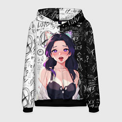 Толстовка-худи мужская Шинобу Кочо ахегао - Клинок демонов, цвет: 3D-черный