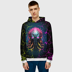 Толстовка-худи мужская Alien - neon style, цвет: 3D-белый — фото 2