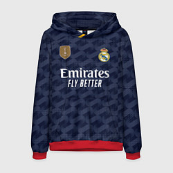 Толстовка-худи мужская ФК Реал Мадрид форма 2324 гостевая, цвет: 3D-красный