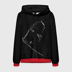 Толстовка-худи мужская Хищник на черном фоне, цвет: 3D-красный