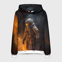 Толстовка-худи мужская Огонь в космосе, цвет: 3D-белый