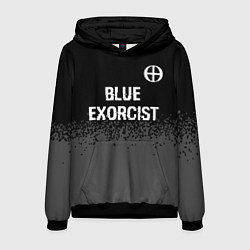 Толстовка-худи мужская Blue Exorcist glitch на темном фоне: символ сверху, цвет: 3D-черный