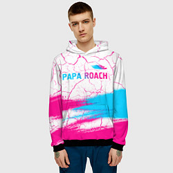 Толстовка-худи мужская Papa Roach neon gradient style: символ сверху, цвет: 3D-черный — фото 2