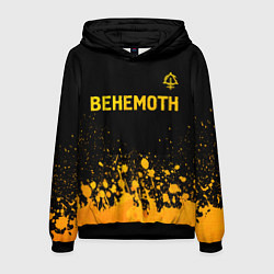 Толстовка-худи мужская Behemoth - gold gradient: символ сверху, цвет: 3D-черный