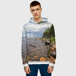 Толстовка-худи мужская Лодка на Ладоге, цвет: 3D-белый — фото 2