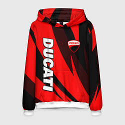 Толстовка-худи мужская Ducati - красные волны, цвет: 3D-белый