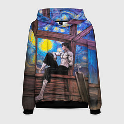 Толстовка-худи мужская Берсерк и небо Ван Гога, цвет: 3D-черный
