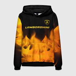 Толстовка-худи мужская Lamborghini - gold gradient: символ сверху, цвет: 3D-черный