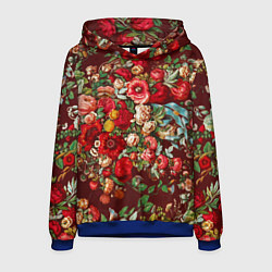 Толстовка-худи мужская Платок цветочный узор, цвет: 3D-синий