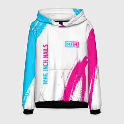 Толстовка-худи мужская Nine Inch Nails neon gradient style: надпись, симв, цвет: 3D-черный