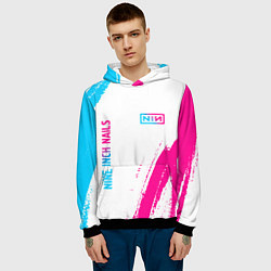 Толстовка-худи мужская Nine Inch Nails neon gradient style: надпись, симв, цвет: 3D-черный — фото 2