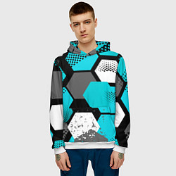 Толстовка-худи мужская Шестиугольники абстрактный фон, цвет: 3D-белый — фото 2