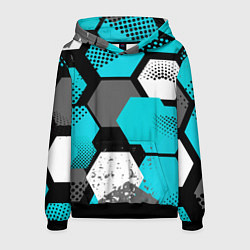 Толстовка-худи мужская Шестиугольники абстрактный фон, цвет: 3D-черный