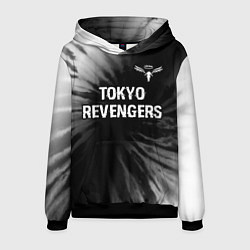 Толстовка-худи мужская Tokyo Revengers glitch на темном фоне: символ свер, цвет: 3D-черный