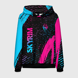 Толстовка-худи мужская Skyrim - neon gradient: надпись, символ, цвет: 3D-черный