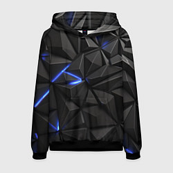 Толстовка-худи мужская Неоновое синее свечение на черном, цвет: 3D-черный