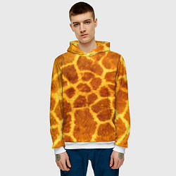 Толстовка-худи мужская Шкура жирафа - текстура, цвет: 3D-белый — фото 2