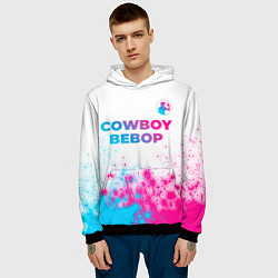 Толстовка-худи мужская Cowboy Bebop neon gradient style: символ сверху, цвет: 3D-черный — фото 2