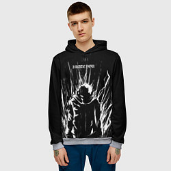 Толстовка-худи мужская Итадори в ярости - Магическая битва, цвет: 3D-меланж — фото 2