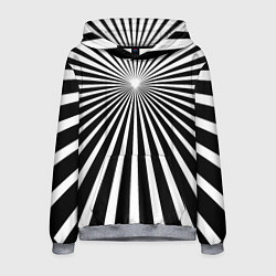 Толстовка-худи мужская Черно-белая полосатая иллюзия, цвет: 3D-меланж