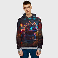 Толстовка-худи мужская Дракончик и осень, цвет: 3D-меланж — фото 2