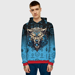 Толстовка-худи мужская Скандинавский волк Фенрир, цвет: 3D-красный — фото 2