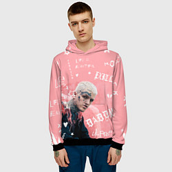 Толстовка-худи мужская Lil Peep тату розовый, цвет: 3D-черный — фото 2