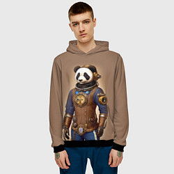 Толстовка-худи мужская Крутой панда в стиле стимпанк - нейросеть, цвет: 3D-черный — фото 2