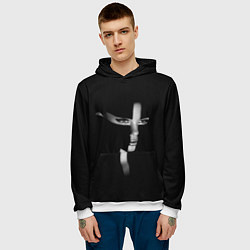 Толстовка-худи мужская Красивая монахиня - готический крест, цвет: 3D-белый — фото 2