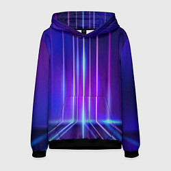 Толстовка-худи мужская Neon glow - vaporwave - strips, цвет: 3D-черный