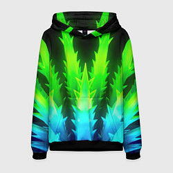 Толстовка-худи мужская Зеленая неоновая геометрия, цвет: 3D-черный
