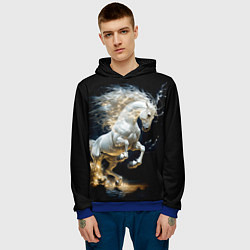 Толстовка-худи мужская Конь Белая молния, цвет: 3D-синий — фото 2