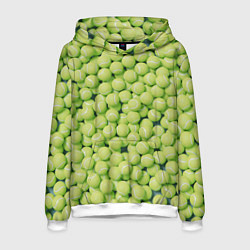 Толстовка-худи мужская Узор из теннисных мячей, цвет: 3D-белый