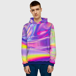 Толстовка-худи мужская Радужное северное сияние, цвет: 3D-синий — фото 2