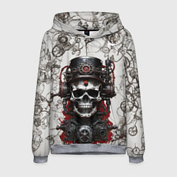 Толстовка-худи мужская Скелет в стиле стимпанк, цвет: 3D-меланж