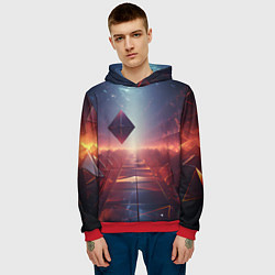Толстовка-худи мужская 3D Ромб, цвет: 3D-красный — фото 2