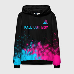 Толстовка-худи мужская Fall Out Boy - neon gradient: символ сверху, цвет: 3D-черный