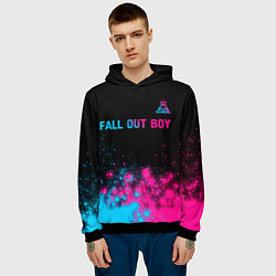 Толстовка-худи мужская Fall Out Boy - neon gradient: символ сверху, цвет: 3D-черный — фото 2