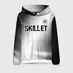 Толстовка-худи мужская Skillet glitch на светлом фоне: символ сверху, цвет: 3D-белый