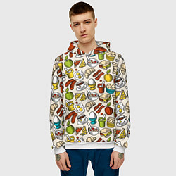 Толстовка-худи мужская Завтрак - цветной, цвет: 3D-белый — фото 2
