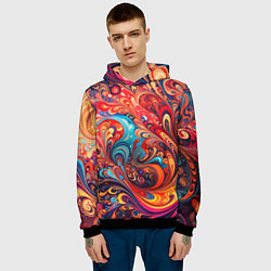 Толстовка-худи мужская Новая гжель, цвет: 3D-черный — фото 2