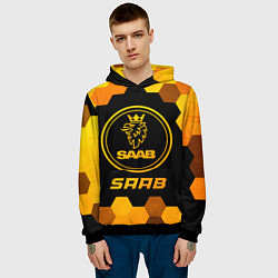 Толстовка-худи мужская Saab - gold gradient, цвет: 3D-черный — фото 2