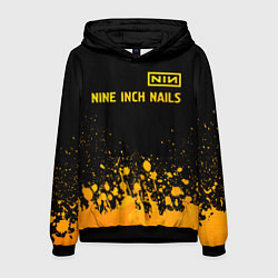 Толстовка-худи мужская Nine Inch Nails - gold gradient: символ сверху, цвет: 3D-черный
