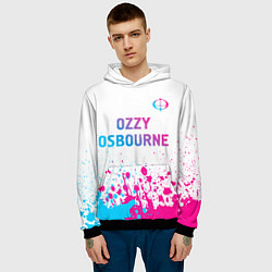 Толстовка-худи мужская Ozzy Osbourne neon gradient style: символ сверху, цвет: 3D-черный — фото 2