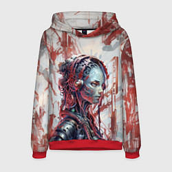 Толстовка-худи мужская Стальная девушка-андроид, цвет: 3D-красный