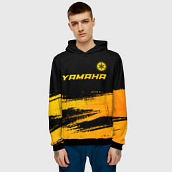 Толстовка-худи мужская Yamaha - gold gradient: символ сверху, цвет: 3D-черный — фото 2