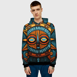 Толстовка-худи мужская Орнамент в африканском стиле, цвет: 3D-черный — фото 2