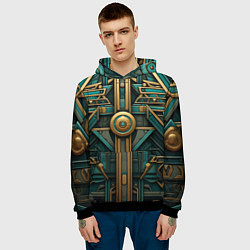 Толстовка-худи мужская Орнамент в египетском стиле, цвет: 3D-черный — фото 2