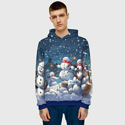 Толстовка-худи мужская Снежный бой, цвет: 3D-синий — фото 2