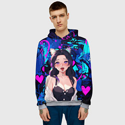 Толстовка-худи мужская Шинобу ахегао, цвет: 3D-меланж — фото 2